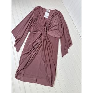 NWT MISA Los Angeles Teget Draped Mini Cocktail Dress Mauve Wedding Size XS